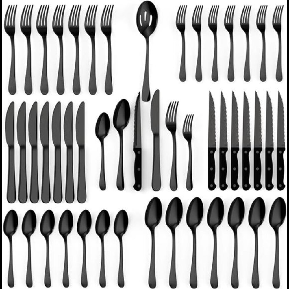 49 Piece Silverware Set - Service for 8 - Stainless Steel Flatware serving set
